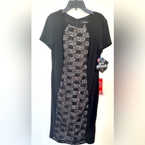 NWT R & M Richards Dress 6 Black W/Black Lace Made In USA LBD Evening Wear NEW